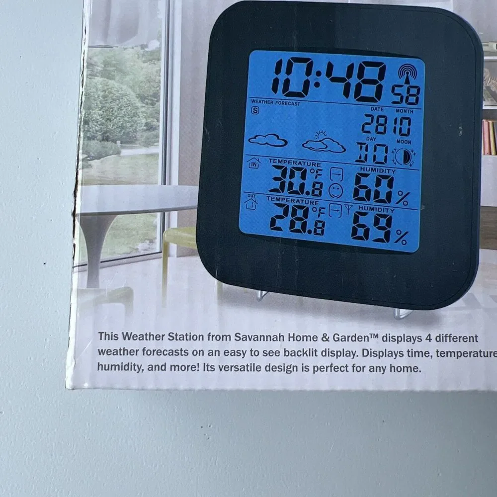 Savannah Backlit‎ Weather Station Wireless Time Calendar Alarm & Snooze SHG-646